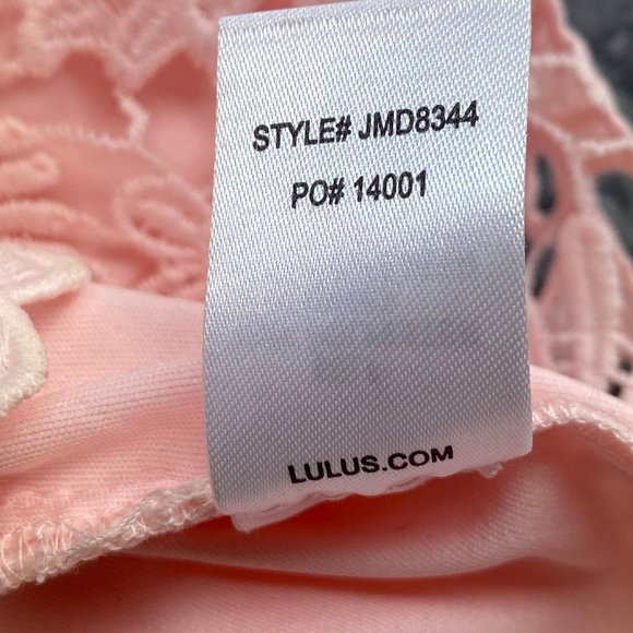 Lulu's Pink Backless Lace Dress Romance Language Size Medium - Picture 12 of 14